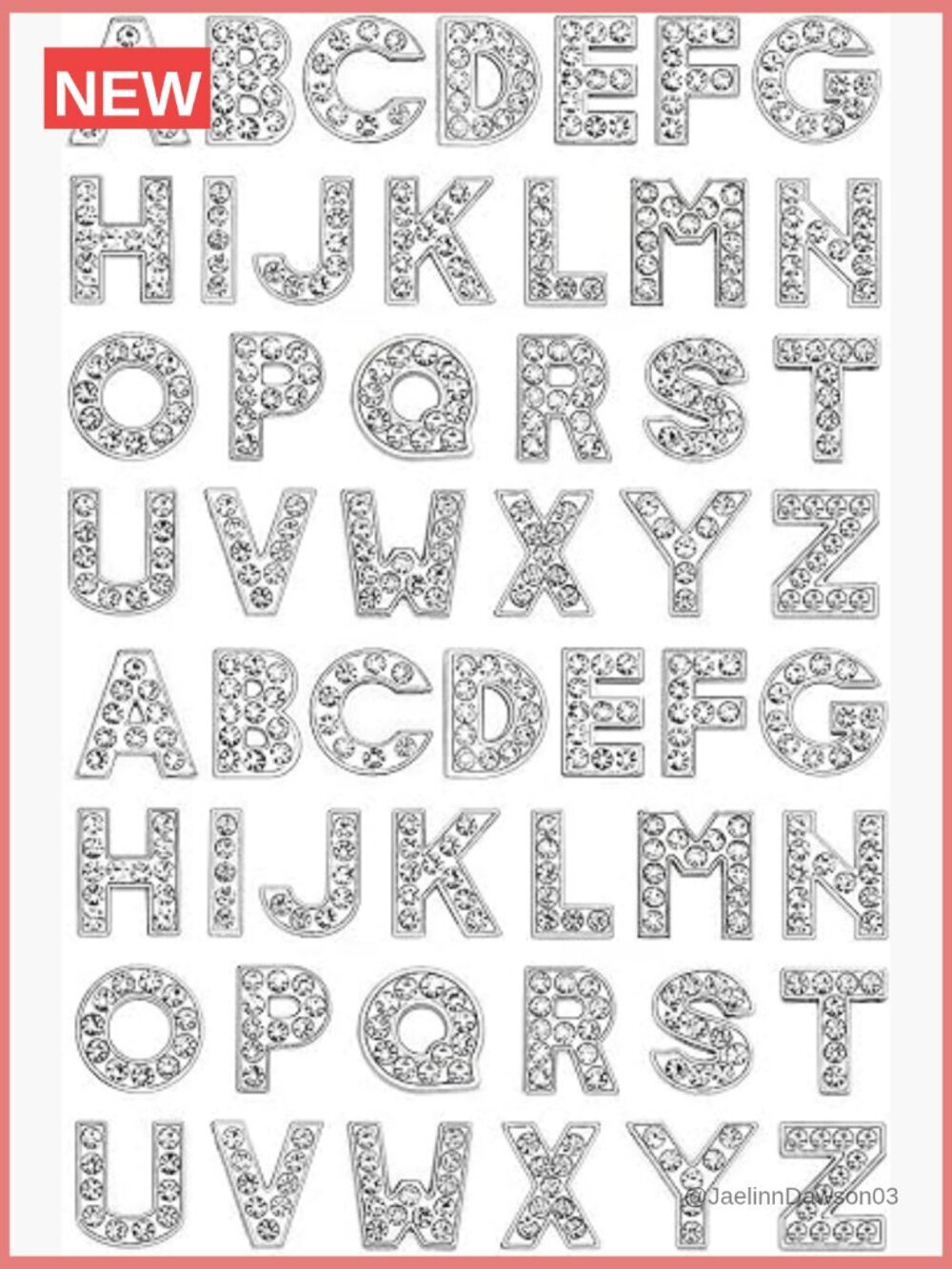 26 Pcs A-Z Rhinestone Letter Charms 8mm Slide for Bracelet Making